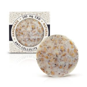 Exfoliating CBD soap by Cannaline, handmade bar with oat flakes and poppy seeds