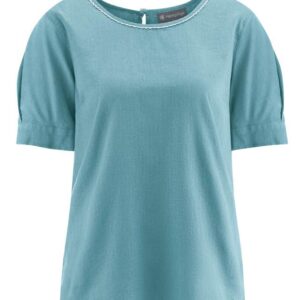 Teal hemp blouse by HempAge, organic cotton