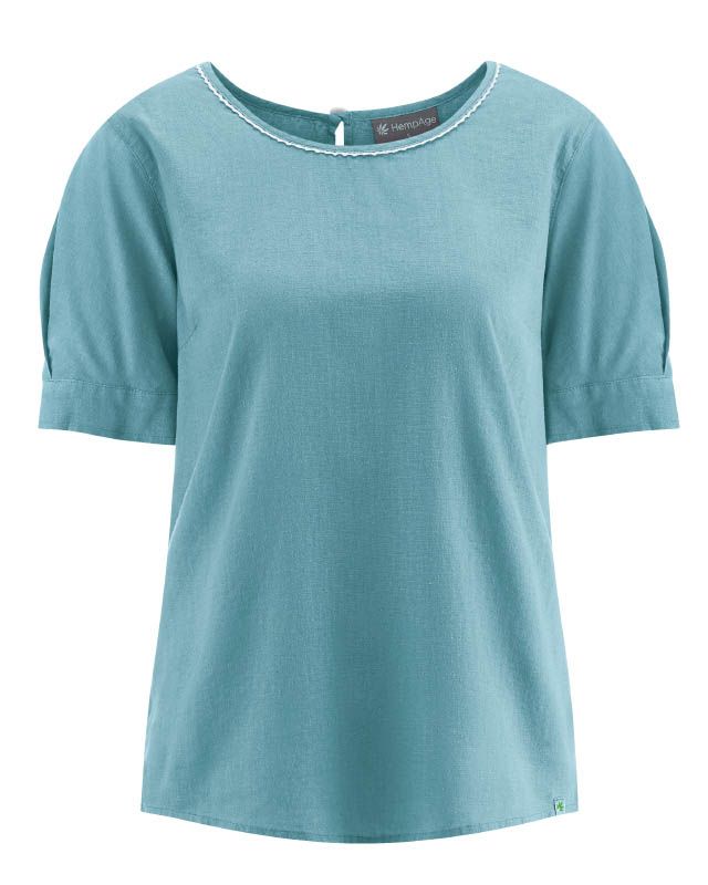 Teal hemp blouse by HempAge, organic cotton