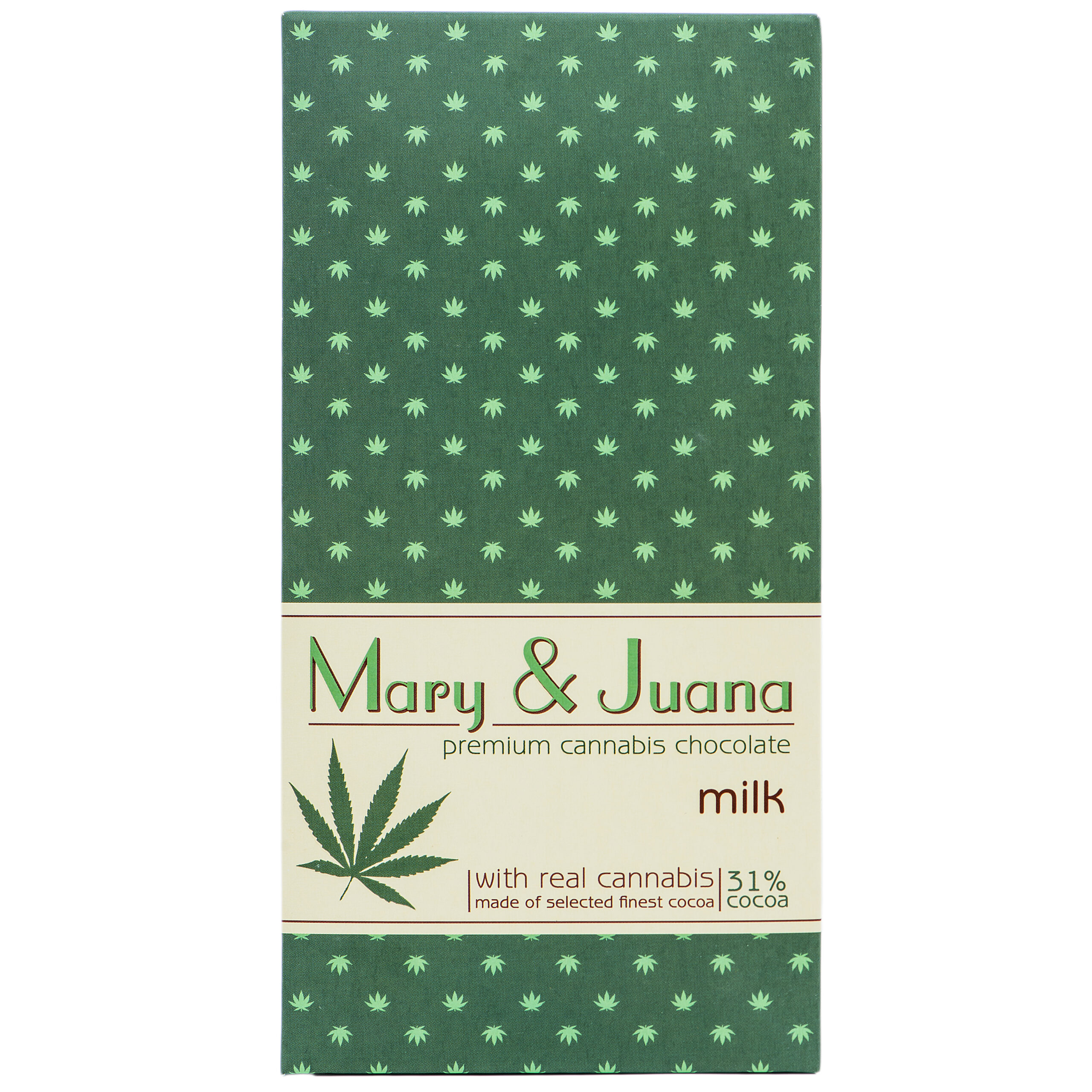 Mary & Juana cannabis milk chocolate bar by Euphoria