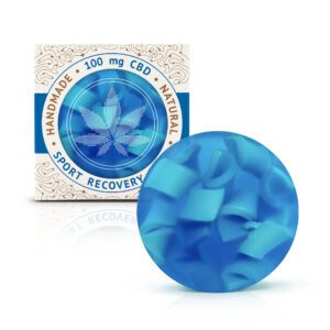 CBD sport soap bar by Cannaline, 100mg CBD, handmade blue marbled soap with packaging box