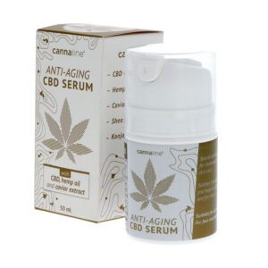 Cannaline CBD Anti-Aging Serum 50ml bottle, hemp oil and caviar extract skincare formula