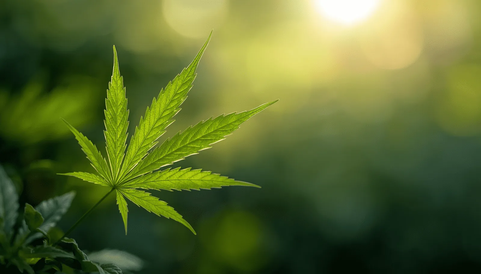 Hemp leaf close-up