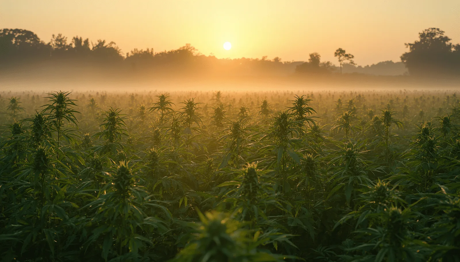 Lush green hemp field