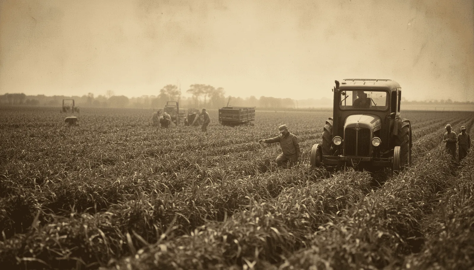 Workers harvesting hemp